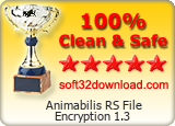 Animabilis RS File Encryption 1.3 Clean & Safe award